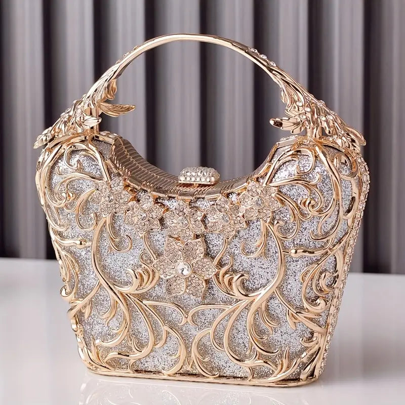 Handmade Luxury Floral Clutch Bag – Elegant Fabric Evening Tote with Buckle Closure, Perfect for Weddings, Dances & Formal Events