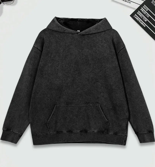 Men's Vintage Washed Hoodie Zombie Print Cotton Blend Long Sleeve Graphic Sweatshirt Fall Winter