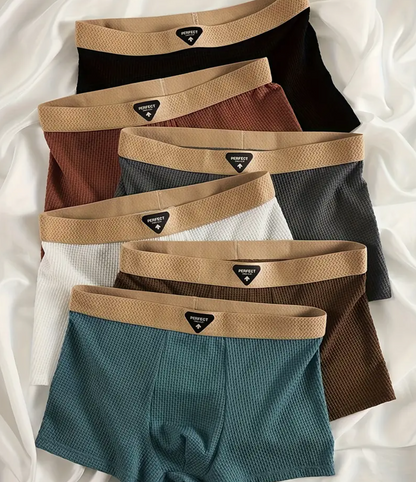 6pcs Men's Boxer Briefs – Soft Breathable Polyester Underwear, Solid Color, Everyday Comfort Fit