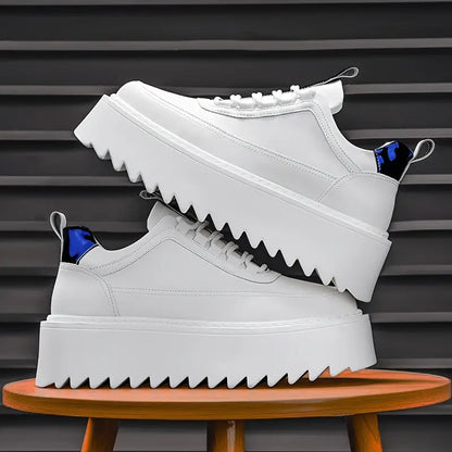 Men’s Trendy Thick-Soled Height-Increasing Sneakers – PU & Fabric Upper with Cushioned PVC Sole, Casual Sports Shoes for Everyday Style