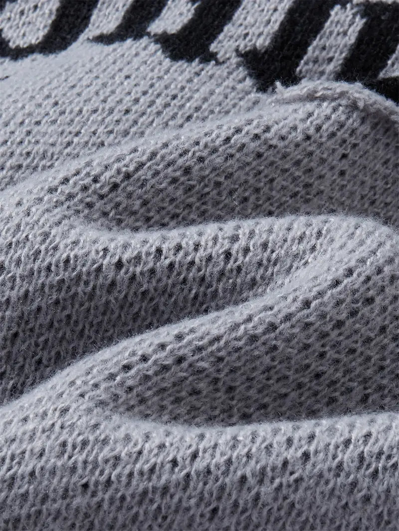 Men's Distressed Knit Sweater – Casual Pullover, Ripped Detail, Loose Fit Streetwear for Fall/Winter Grey