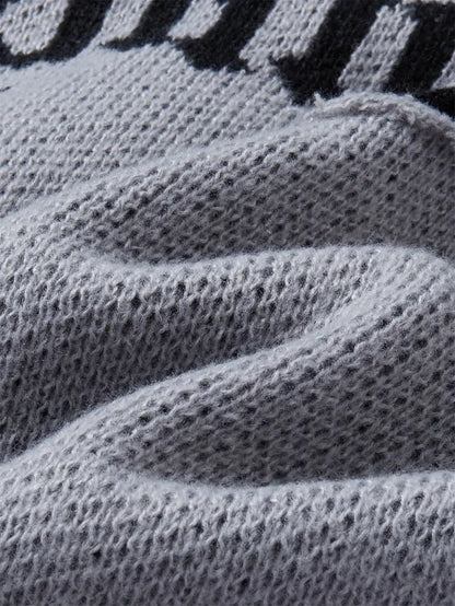 Men's Distressed Knit Sweater – Casual Pullover, Ripped Detail, Loose Fit Streetwear for Fall/Winter Grey