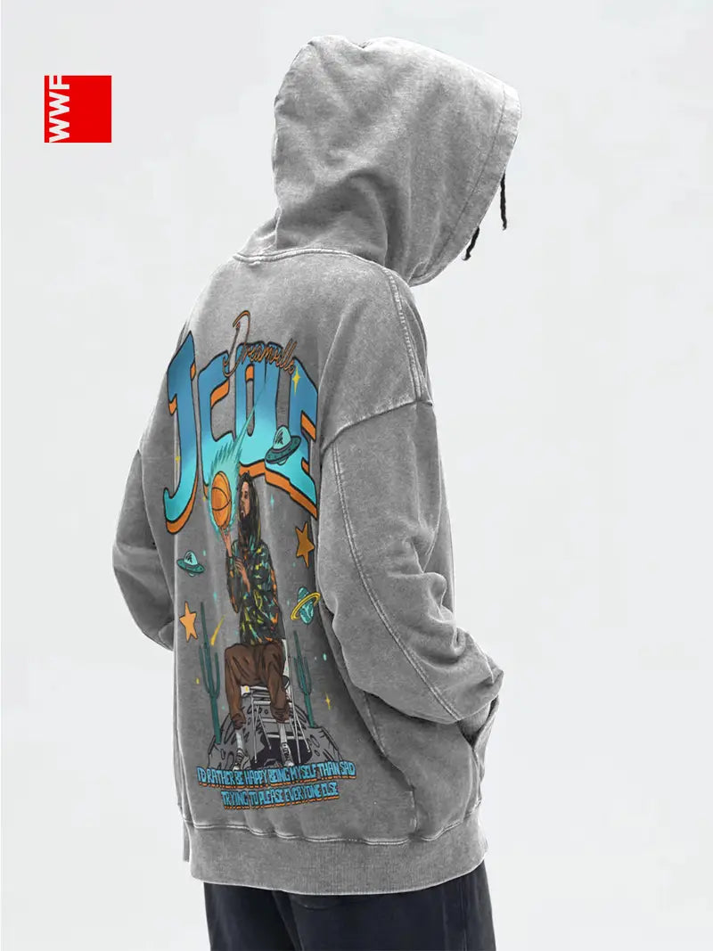 Men's Washed Hoodie with Kangaroo Pocket Cotton Blend Long Sleeve Pullover for Fall Winter Streetwear