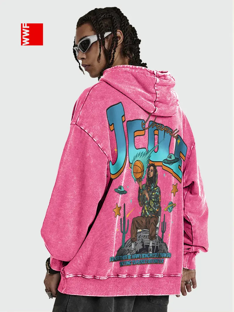 Men's Washed Hoodie with Kangaroo Pocket Cotton Blend Long Sleeve Pullover for Fall Winter Streetwear