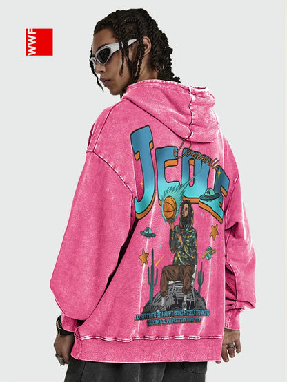 Men's Washed Hoodie with Kangaroo Pocket Cotton Blend Long Sleeve Pullover for Fall Winter Streetwear