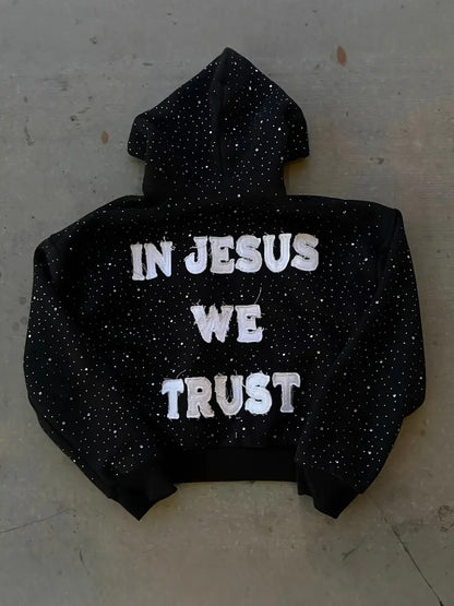 Women's Gothic Full-Zip Hoodie with Bold Letter Print Heavyweight Punk Rock Streetwear for Teens