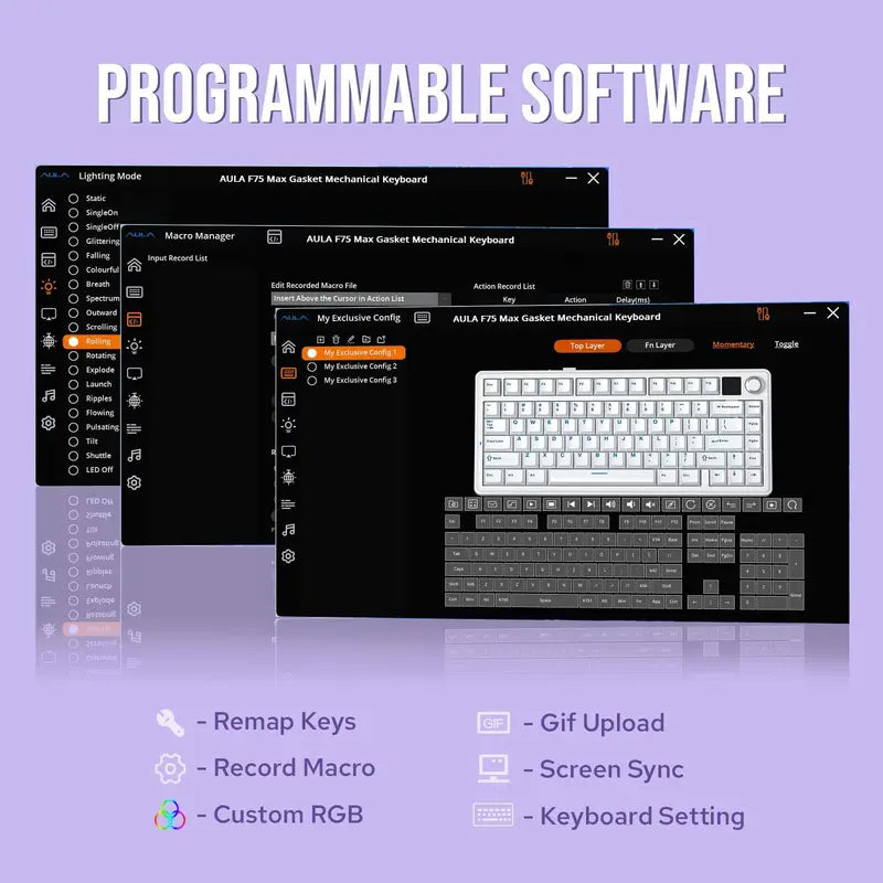 Mechanical Gaming Keyboard with TFT Screen and Rotary Knob, Gasket Mount, Hot-Swappable Pre-Lubed Linear Switches, RGB Backlit, Compact Gaming (Copy)