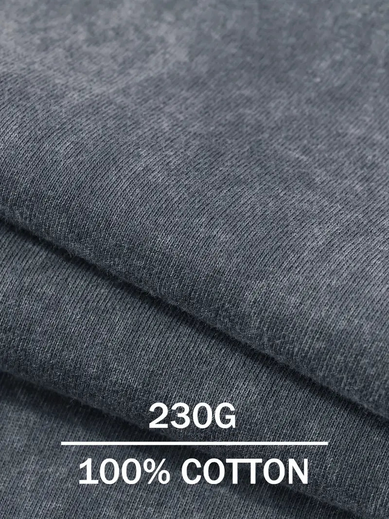 Men's Summer Street Style T-Shirt Racing Car Print Thick Cotton Vintage Washed Loose Fit Short Sleeve Tee