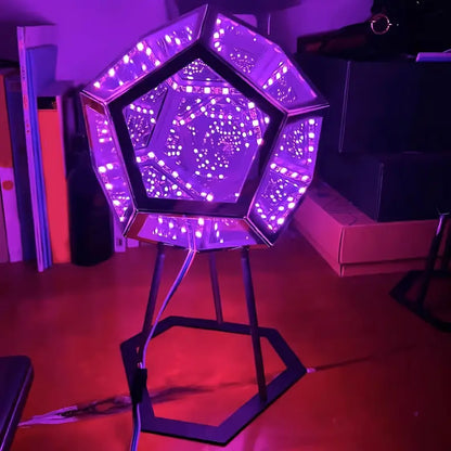 Infinite Dodecahedron RGBW Light – 3D Mirror Cube Lamp for Gaming Room, Desk Setup & Ambient Decor