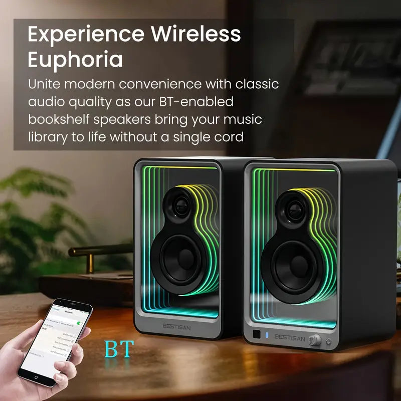 SR15 BT Bookshelf Stereo Speakers with Subwoofer Out Optical ARC RCA Inputs for TV PC Turntable