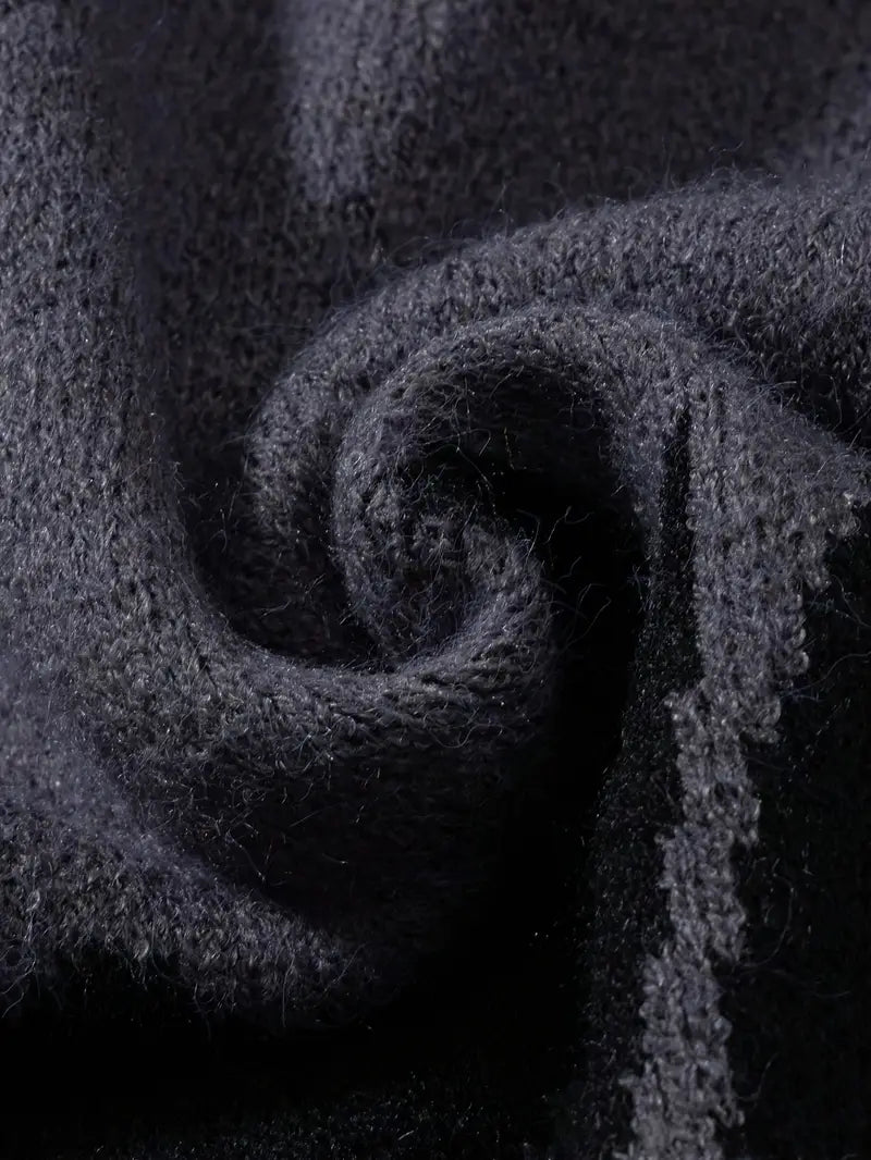 Men's Button Lapel Sweater – Alphabet Print, Long Sleeve Pullover, Casual Knitwear for Fall/Winter