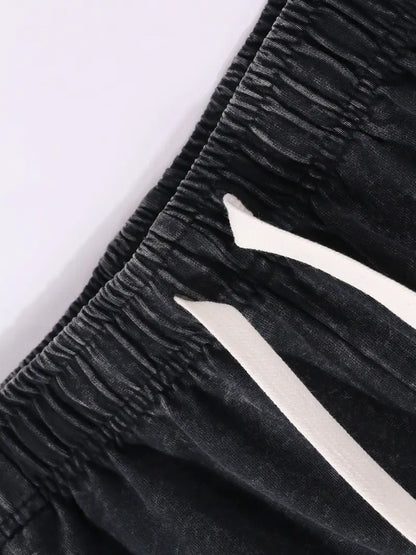 Men’s Retro Streetwear Set – Cotton T-Shirt & Shorts with Girl Print, Summer Casual Outfit