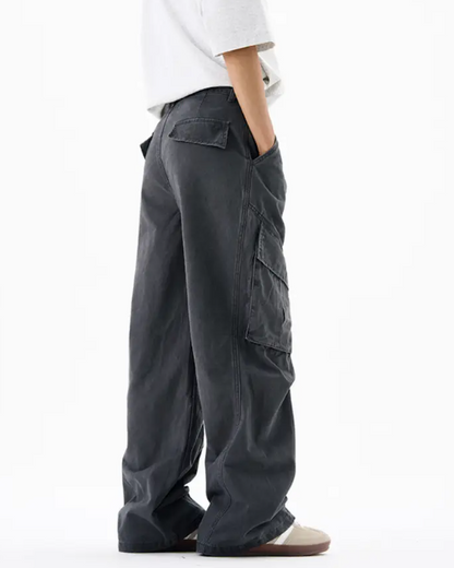 Men’s Cargo Pants – Loose Fit Draped Trousers with Large Pockets, Retro Streetwear Style Ger