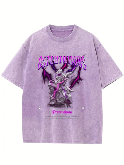 Men's Oversized Drop Shoulder T-Shirt Solid Color Acid Wash Cotton Loose Fit Short Sleeve Streetwear Tee