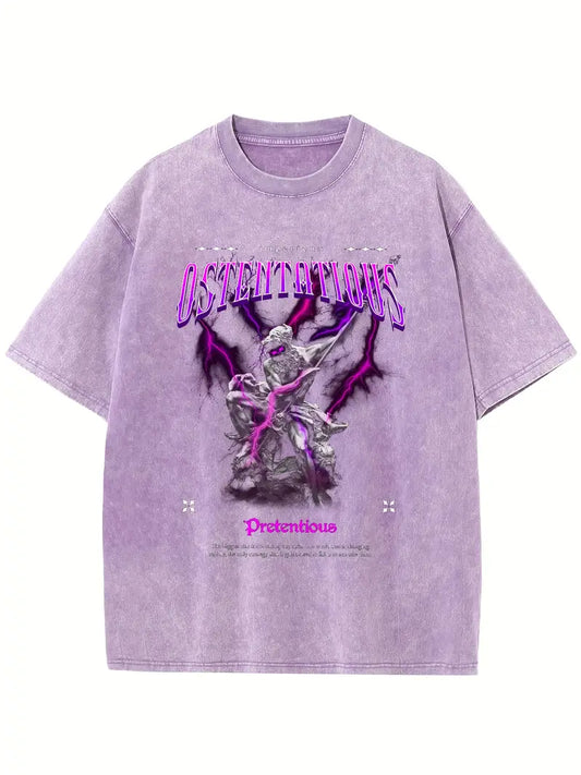 Men's Oversized Drop Shoulder T-Shirt Solid Color Acid Wash Cotton Loose Fit Short Sleeve Streetwear Tee