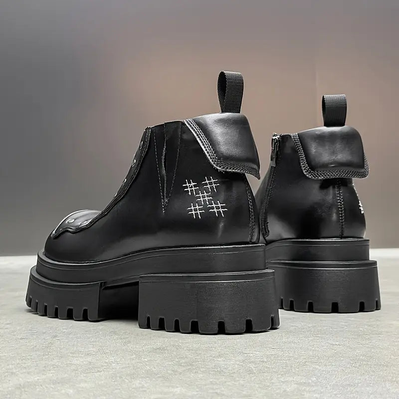 Men's Punk Platform Boots – Chunky Zip-Up Ankle Footwear, Slip-Resistant Sole, Edgy Street Style