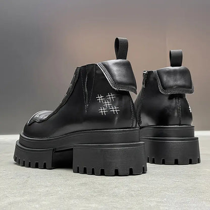 Men's Punk Platform Boots – Chunky Zip-Up Ankle Footwear, Slip-Resistant Sole, Edgy Street Style