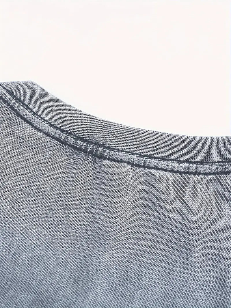 Men's Summer Street Style T-Shirt Racing Car Print Thick Cotton Vintage Washed Loose Fit Short Sleeve Tee