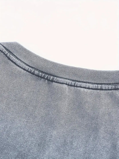 Men's Summer Street Style T-Shirt Racing Car Print Thick Cotton Vintage Washed Loose Fit Short Sleeve Tee