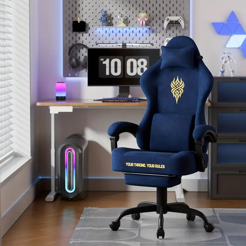 Beczeeb LW220+1 Ergonomic Gaming Chair – High-Back Racing Style with Adjustable Headrest, Footrest & Manual Recline