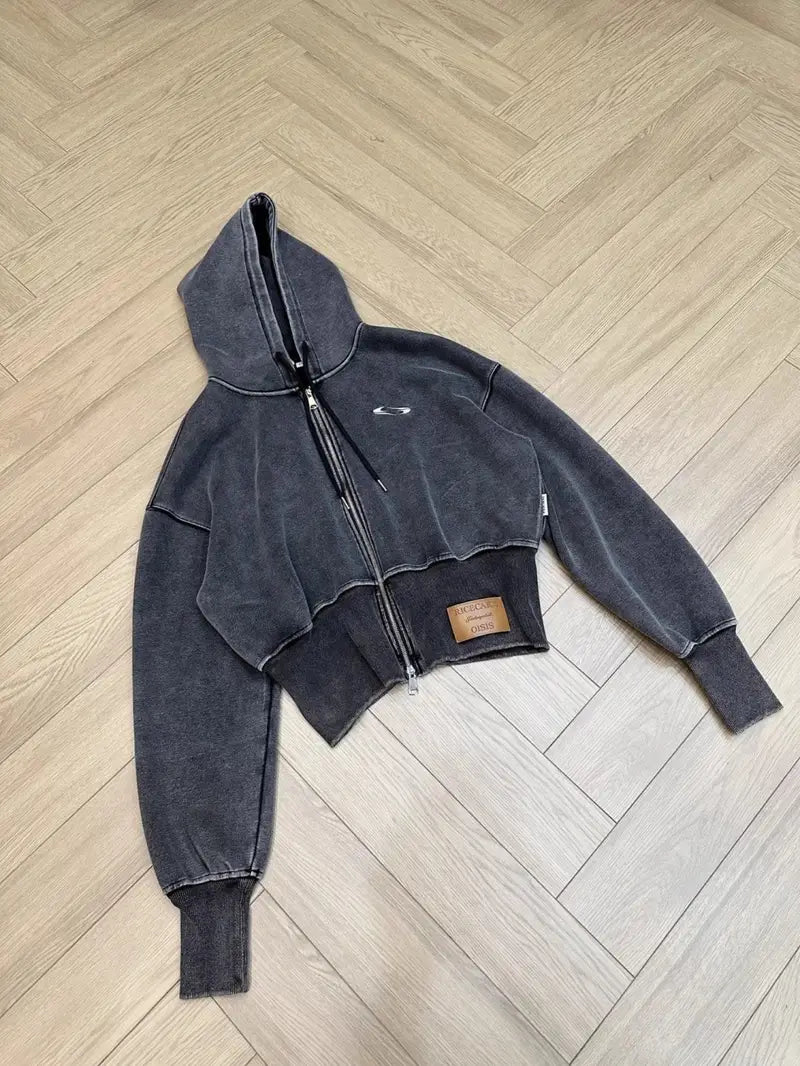 Women's Oversized Hooded Jacket with Full-Zip Closure Soft Comfortable Loose Fit Retro Coat Navy Red