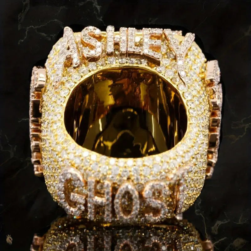 Hip-Hop Initials Ring – 18K Gold Plated, S925 Copper Base with Synthetic Stones, Handmade Statement Jewelry