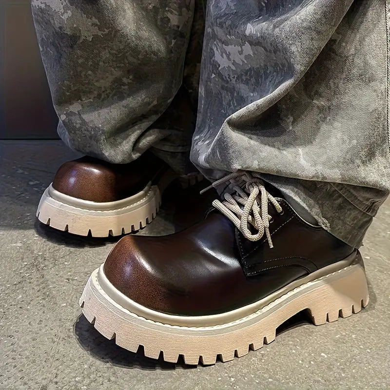 Men's Glossy Lace-Up Shoes – Low-Top, Arch Support, Non-Slip Sole, Multi-Color Casual & Semi-Formal