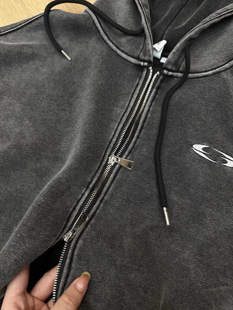 Women's Oversized Hooded Jacket with Full-Zip Closure Soft Comfortable Loose Fit Retro Coat Navy Red