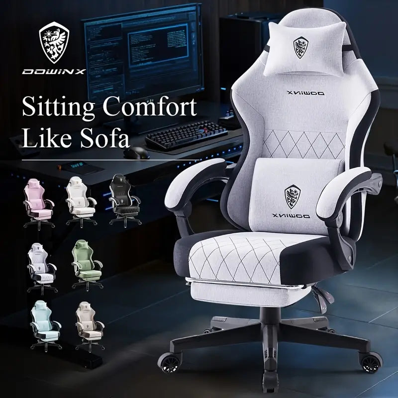 Big & Tall Ergonomic Gaming Chair – Breathable Fabric, Massage Lumbar Support, Adjustable Headrest & Footrest