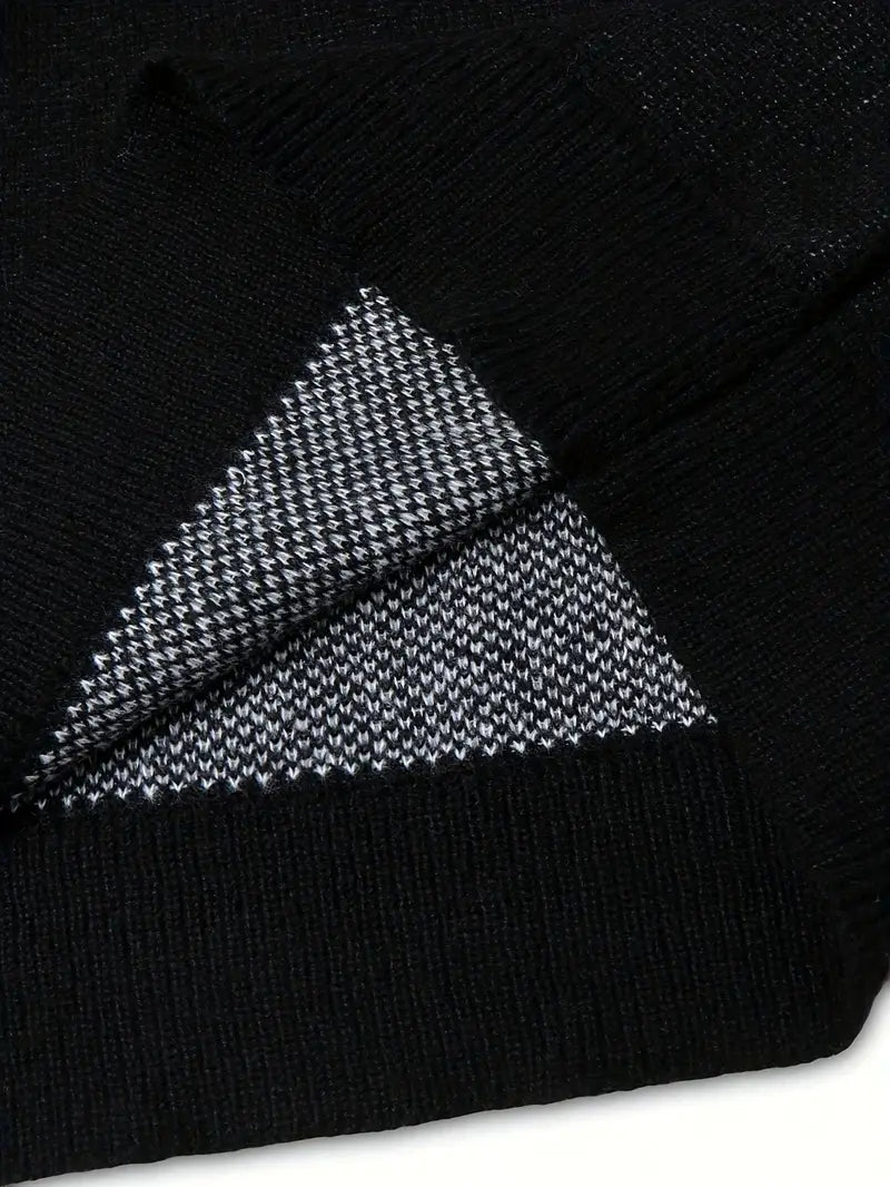 Angel Cartoon Knit Sweater – Men's Jacquard Pullover, Retro Casual Fall Winter Streetwear