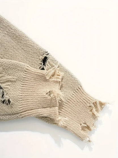 Men's Gothic Oversized Sweater – UNLIMITED Lettering, Bat Wing Knit Pullover, Distressed Streetwear