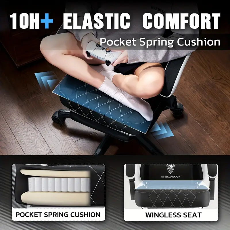 Big & Tall Ergonomic Gaming Chair – Breathable Fabric, Massage Lumbar Support, Adjustable Headrest & Footrest