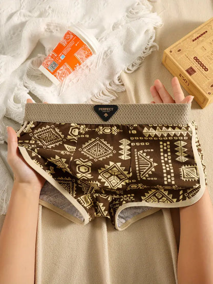 3pcs Men's Tribal Boxer Briefs – Breathable Stretch Underwear, Vibrant Print, Casual Comfort Fit