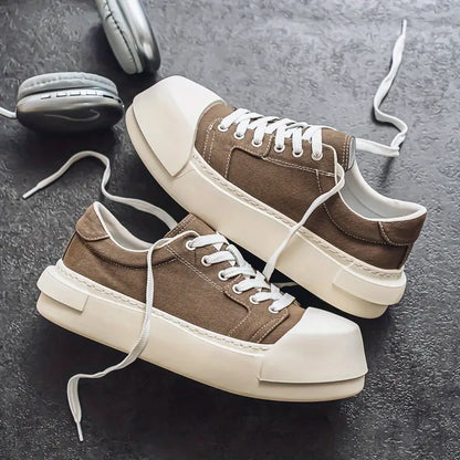 Unisex Low-Top Canvas Sneakers with Lace-Up Closure Cushioned Rubber Sole Black White Minimalist Design