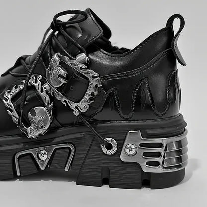 Men’s Chunky Platform Ankle Boots – Synthetic Upper with Rubber Sole, Lace-Up Design & Ankle Support for Casual & Party Wear