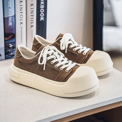 Unisex Low-Top Canvas Sneakers with Lace-Up Closure Cushioned Rubber Sole Black White Minimalist Design