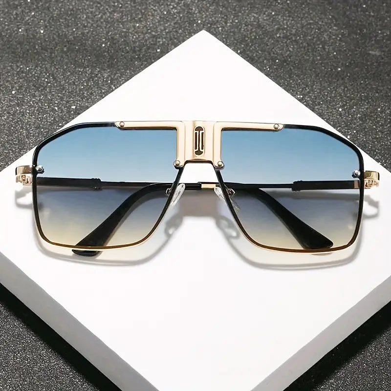 Men’s Executive Square Frame Glasses – Business Formal Eyewear with Transitional Tint Lenses