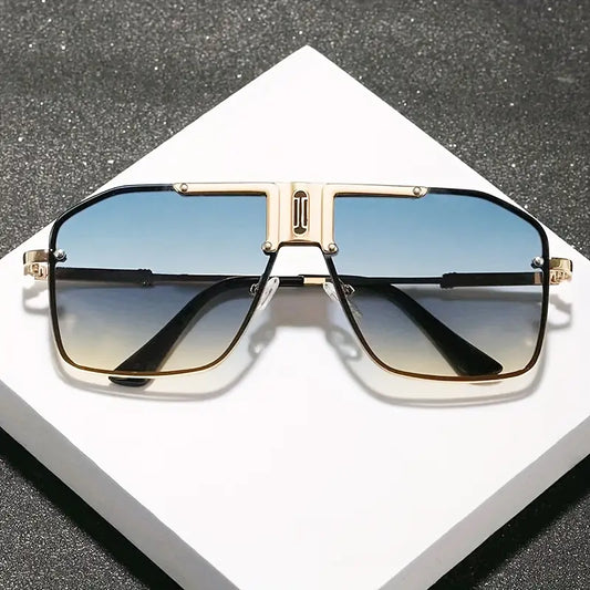 Men’s Executive Square Frame Glasses – Business Formal Eyewear with Transitional Tint Lenses