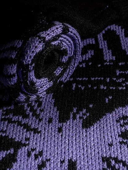 Men's Graphic Knit Sweater – Loose Knit Sweater – Loose Fit Pullover, Round Fit Pullover, Round Neck, Streetwear Neck, Streetwear Casual Winter Fashion Casual Winter Fashion