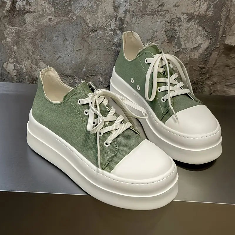 Men's Mint Green Low-Top Sneakers – Lightweight Lace-Up, EVA Insole, Non-Slip Sole, Casual & Office