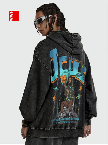 Men's Washed Hoodie with Kangaroo Pocket Cotton Blend Long Sleeve Pullover for Fall Winter Streetwear