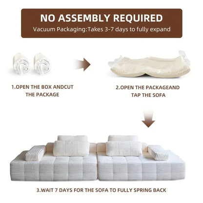 110.24" U-Shaped Modular Sofa – Striped Corduroy, 4-Seater Sectional with Cushions & Armrests