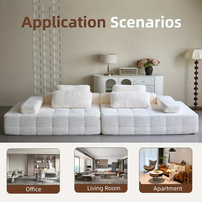 110.24" U-Shaped Modular Sofa – Striped Corduroy, 4-Seater Sectional with Cushions & Armrests