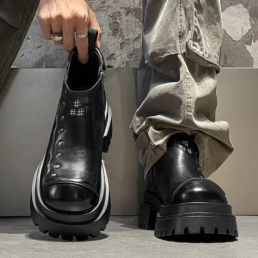 Men's Punk Platform Boots – Chunky Zip-Up Ankle Footwear, Slip-Resistant Sole, Edgy Street Style