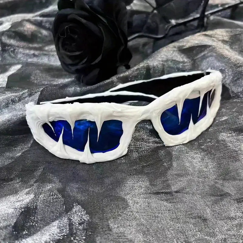 Y2K Wraparound Gradient Sunglasses – Oversized Black-to-Orange Red Lenses, Anime-Inspired Eyewear for Men & Women, Glare-Resistant Streetwear Accessory