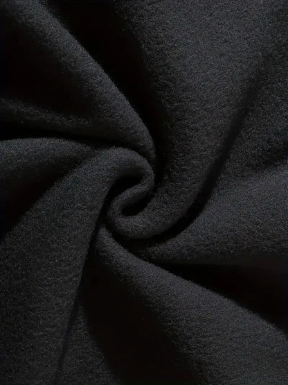 Women's Print Fleece-Lined Hooded Jacket Black with Pink Graphic Zip-Up Front Drawstring Hood Side Pockets