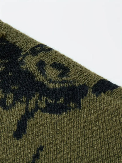 Eye Graphic Sweater – Unisex Streetwear Pullover, Black & White Knit, Fall Winter Fashion