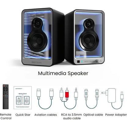 SR15 BT Bookshelf Stereo Speakers with Subwoofer Out Optical ARC RCA Inputs for TV PC Turntable