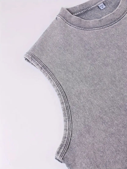 Men’s Washed Cotton Tank Top – Academic Style Vest with Pattern Print, Indoor & Outdoor Summer Wear