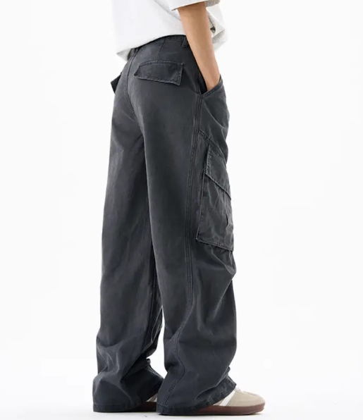 Men’s Cargo Pants – Loose Fit Draped Trousers with Large Pockets, Retro Streetwear Style Ger